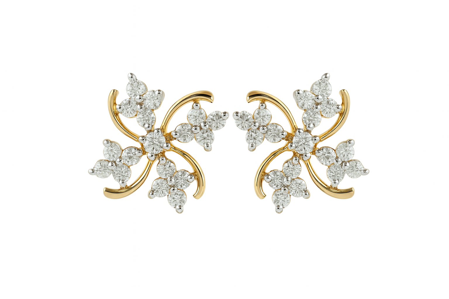 Beautiful 18 Kt Gold  Natural Diamond Earing